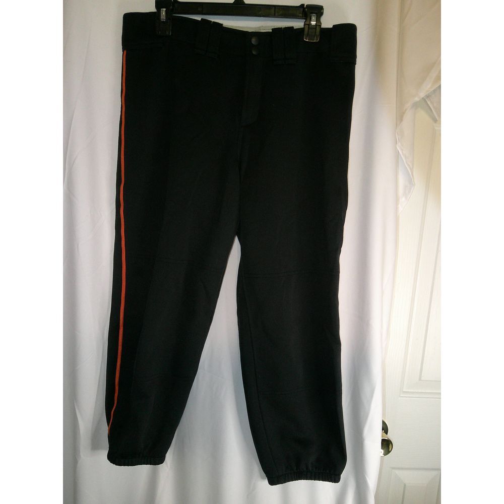 Mizuno Women's Black Baseball Pants with Orange Piping Athletic‎ Softball L